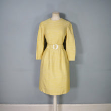 Load image into Gallery viewer, HANDMADE 60s LONG SLEEVED YELLOW MIDI SHIFT DRESS - S-M