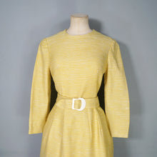 Load image into Gallery viewer, HANDMADE 60s LONG SLEEVED YELLOW MIDI SHIFT DRESS - S-M