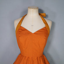 Load image into Gallery viewer, 70s JOHN MARKS RUST AND ORANGE FULL SKIRTED HALTER DRESS - XS-S
