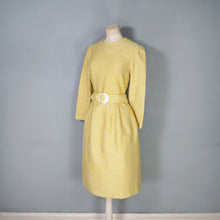 Load image into Gallery viewer, HANDMADE 60s LONG SLEEVED YELLOW MIDI SHIFT DRESS - S-M