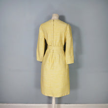 Load image into Gallery viewer, HANDMADE 60s LONG SLEEVED YELLOW MIDI SHIFT DRESS - S-M