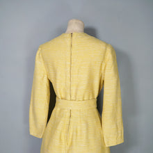 Load image into Gallery viewer, HANDMADE 60s LONG SLEEVED YELLOW MIDI SHIFT DRESS - S-M