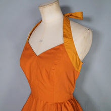 Load image into Gallery viewer, 70s JOHN MARKS RUST AND ORANGE FULL SKIRTED HALTER DRESS - XS-S