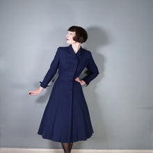 Load image into Gallery viewer, 40s / 50s VERNER VOGUE NAVY BLUE SLIM FITTING FIT AND FLARE COAT - XS