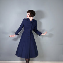Load image into Gallery viewer, 40s / 50s VERNER VOGUE NAVY BLUE SLIM FITTING FIT AND FLARE COAT - XS