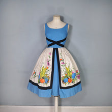 Load image into Gallery viewer, 60s &quot;TABAK&quot; FLORAL HARVEST PRINT THICK COTTON DRESS WITH WRAP AROUND STRAPS - S