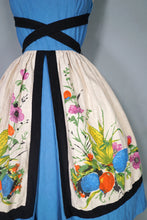 Load image into Gallery viewer, 60s &quot;TABAK&quot; FLORAL HARVEST PRINT THICK COTTON DRESS WITH WRAP AROUND STRAPS - S