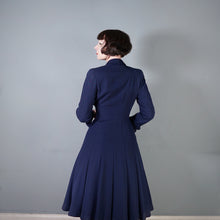 Load image into Gallery viewer, 40s / 50s VERNER VOGUE NAVY BLUE SLIM FITTING FIT AND FLARE COAT - XS