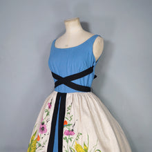Load image into Gallery viewer, 60s &quot;TABAK&quot; FLORAL HARVEST PRINT THICK COTTON DRESS WITH WRAP AROUND STRAPS - S