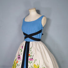 Load image into Gallery viewer, 60s &quot;TABAK&quot; FLORAL HARVEST PRINT THICK COTTON DRESS WITH WRAP AROUND STRAPS - S