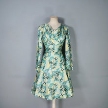 Load image into Gallery viewer, 70s NOVELTY LAUTREC STYLE PIERROT AND HARLEQUIN THEATRICAL PRINT DRESS - S