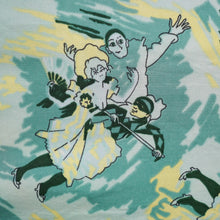 Load image into Gallery viewer, 70s NOVELTY LAUTREC STYLE PIERROT AND HARLEQUIN THEATRICAL PRINT DRESS - S
