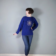 Load image into Gallery viewer, 50s THICK BLUE WOOL CHEERLEADER COLLEGE SPORTS JUMPER - M