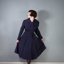 Load image into Gallery viewer, 50s VERNER VOGUE MIDNIGHT BLUE GROSGRAIN PRINCESS COAT - L