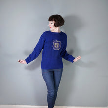 Load image into Gallery viewer, 50s THICK BLUE WOOL CHEERLEADER COLLEGE SPORTS JUMPER - M