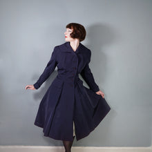 Load image into Gallery viewer, 50s VERNER VOGUE MIDNIGHT BLUE GROSGRAIN PRINCESS COAT - L