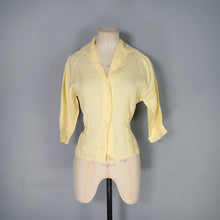Load image into Gallery viewer, 50s LIGHT YELLOW SEMI SHEER "STARDUST" DOLMAN SLEEVE BLOUSE SHIRT - XS-S