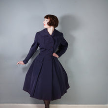 Load image into Gallery viewer, 50s VERNER VOGUE MIDNIGHT BLUE GROSGRAIN PRINCESS COAT - L