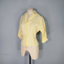 Load image into Gallery viewer, 50s LIGHT YELLOW SEMI SHEER "STARDUST" DOLMAN SLEEVE BLOUSE SHIRT - XS-S