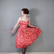 Load image into Gallery viewer, 50s HORROCKSES FASHIONS RED FLORAL FULL SKIRT COTTON SUN DRESS WITH SHAWL