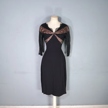 Load image into Gallery viewer, 50s &quot;LEANNE&quot; LONDON BLACK CREPE AND LACE COCKTAIL WIGGLE DRESS - S