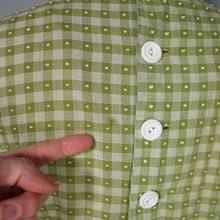 Load image into Gallery viewer, 50s GREEN AND WHITE COTTON AND LACE FULL SKIRTED DRESS WITH GROSGRAIN RIBBONS - S