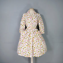 Load image into Gallery viewer, 50s 60s ADELE FASHIONS VEGETABLE NOVELTY PRINT SHIRT DRESS - S
