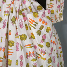Load image into Gallery viewer, 50s 60s ADELE FASHIONS VEGETABLE NOVELTY PRINT SHIRT DRESS - S