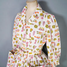 Load image into Gallery viewer, 50s 60s ADELE FASHIONS VEGETABLE NOVELTY PRINT SHIRT DRESS - S