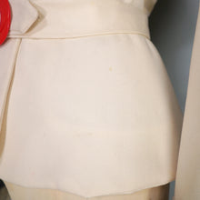 Load image into Gallery viewer, 40s STYLE TAILOR MADE CREAM AND RED NAUTICAL SUIT JACKET WITH BELT - M-L