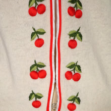 Load image into Gallery viewer, 60s SOFT WHITE WOOL WITH 3D CHERRY PATTERN CARDIGAN - M