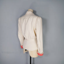 Load image into Gallery viewer, 40s STYLE TAILOR MADE CREAM AND RED NAUTICAL SUIT JACKET WITH BELT - M-L