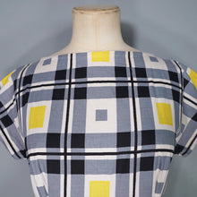 Load image into Gallery viewer, HANDMADE 50s / 60s YELLOW AND BLACK CHECK FULL SKIRTED DRESS - S