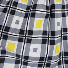 Load image into Gallery viewer, HANDMADE 50s / 60s YELLOW AND BLACK CHECK FULL SKIRTED DRESS - S