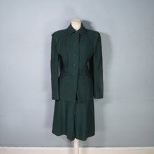 Load image into Gallery viewer, 40s DARK FOREST GREEN STRONG SHOULDERED FITTED SKIRT SUIT - S
