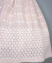 Load image into Gallery viewer, 50s PALEST BALLET PINK SEMI-SHEER EMBROIDERED CUT WORK FULL SKIRTED DRESS - XS-S