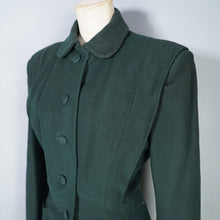 Load image into Gallery viewer, 40s DARK FOREST GREEN STRONG SHOULDERED FITTED SKIRT SUIT - S