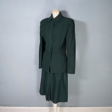 Load image into Gallery viewer, 40s DARK FOREST GREEN STRONG SHOULDERED FITTED SKIRT SUIT - S