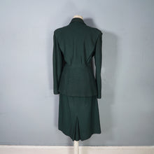 Load image into Gallery viewer, 40s DARK FOREST GREEN STRONG SHOULDERED FITTED SKIRT SUIT - S