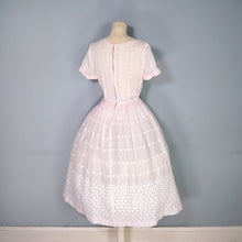 Load image into Gallery viewer, 50s PALEST BALLET PINK SEMI-SHEER EMBROIDERED CUT WORK FULL SKIRTED DRESS - XS-S