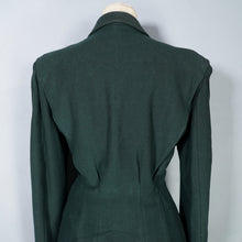 Load image into Gallery viewer, 40s DARK FOREST GREEN STRONG SHOULDERED FITTED SKIRT SUIT - S