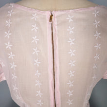 Load image into Gallery viewer, 50s PALEST BALLET PINK SEMI-SHEER EMBROIDERED CUT WORK FULL SKIRTED DRESS - XS-S