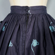 Load image into Gallery viewer, 50s ORANGE KITTEN AND YARNBALL NOVELTY PRINT FULL SKIRT - 26"