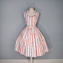 Load image into Gallery viewer, 50s SAMBO FASHIONS STEMMED RED ROSE COTTON SHIRT DRESS WITH BELT - S