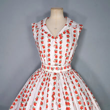Load image into Gallery viewer, 50s SAMBO FASHIONS STEMMED RED ROSE COTTON SHIRT DRESS WITH BELT - S