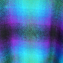 Load image into Gallery viewer, 70s JIMMY HOURIHAN "BORU" PSYCHEDELIC PURPLE GREEN BLUE LONG IRISH WOOL PLAID CAPE COAT - S-M