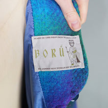 Load image into Gallery viewer, 70s JIMMY HOURIHAN "BORU" PSYCHEDELIC PURPLE GREEN BLUE LONG IRISH WOOL PLAID CAPE COAT - S-M