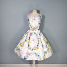 Load image into Gallery viewer, 50s BEAUMART GARLAND AND BUTTERFLY PRINT FULL SKIRTED SUMMER DRESS - XS