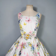 Load image into Gallery viewer, 50s BEAUMART GARLAND AND BUTTERFLY PRINT FULL SKIRTED SUMMER DRESS - XS