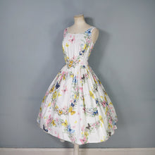Load image into Gallery viewer, 50s BEAUMART GARLAND AND BUTTERFLY PRINT FULL SKIRTED SUMMER DRESS - XS
